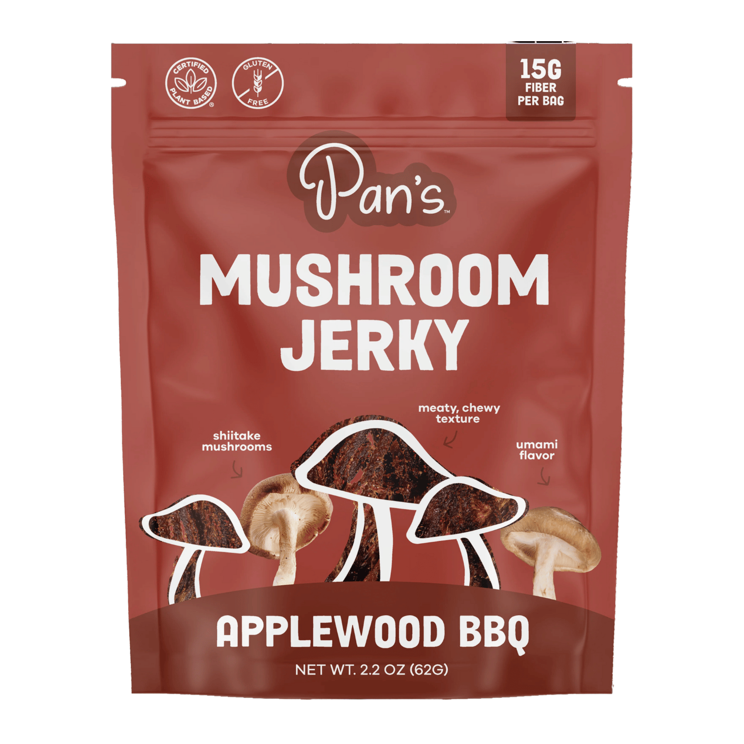 Wholesale - Pan's Applewood BBQ Mushroom Jerky - (6 x 62g)