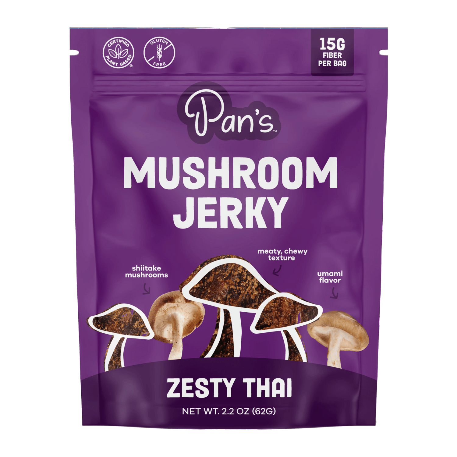 Wholesale - Pan's Zesty Thai Mushroom Jerky - (6 x 62g)