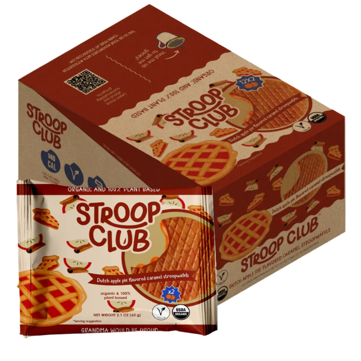 Wholesale - Stroop Club Vegan Dutch Apple Pie Caramel Stroopwafel Cookies - (12 x 60g)